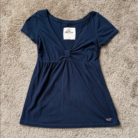 Hollister Tops - Y2K Hollister Navy V Neck Babydoll Short Sleeve T Shirt